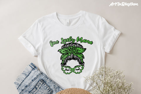 One Lucky Mama Svg, St. Patrick's Day Svg, Messy Bun Mom Svg, Mama Svg SVG Artinrhythm shop 