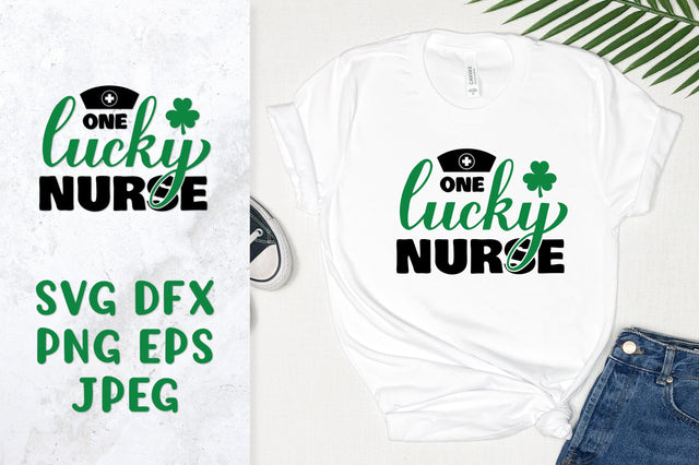 One lucky nurse SVG. Funny St. Patricks Day quote sign SVG LaBelezoka 