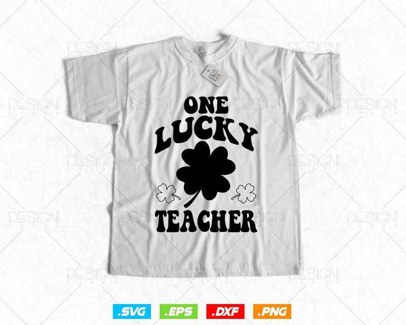 One Lucky Teacher Retro St Patrick's Day Svg Png, Funny Saint Patricks Day T shirts, Irish Shamrock Teachers Day Gifts, Instant Download SVG DesignDestine 