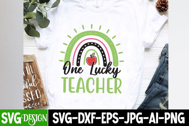 One Lucky Teacher SVG Cut File ,One Lucky Teacher SVG Design, eacher SVG Design, Teacher SVG Cut File, Teacher SVG Bundle SVG BlackCatsMedia 