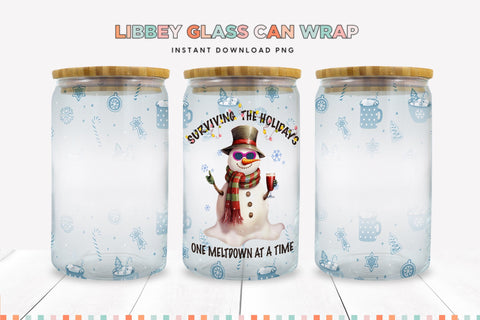 One Meltdown At A Time Christmas Libbey Can Sublimation PNG Sublimation BijouBay 
