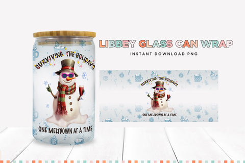 One Meltdown At A Time Christmas Libbey Can Sublimation PNG Sublimation BijouBay 