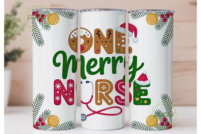 One Merry Nurse 20oz Tumbler Wrap Sublimation PixelChick 