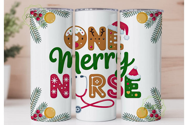One Merry Nurse 20oz Tumbler Wrap Sublimation PixelChick 