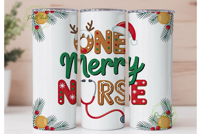 One Merry Nurse 20oz Tumbler Wrap Sublimation PixelChick 