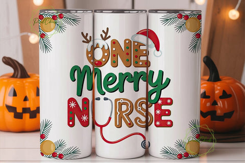 One Merry Nurse 20oz Tumbler Wrap Sublimation PixelChick 
