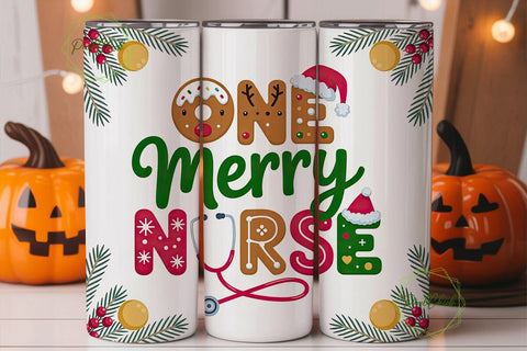 One Merry Nurse 20oz Tumbler Wrap Sublimation PixelChick 