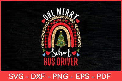 One Merry School Bus Driver Rainbow Christmas Bus Driver Funny Svg Cut File SVG artprintfile 