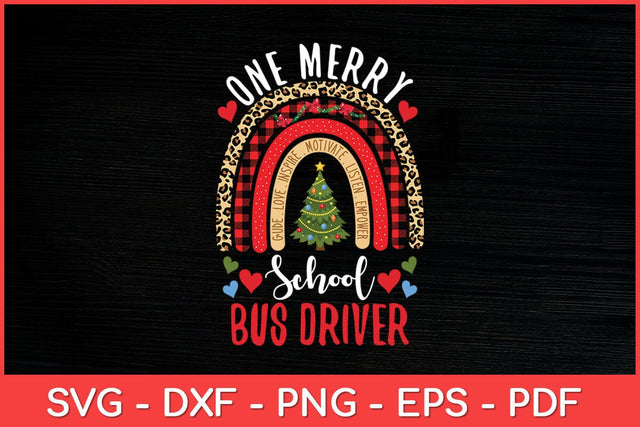 One Merry School Bus Driver Rainbow Christmas Bus Driver Funny Svg Cut File SVG artprintfile 
