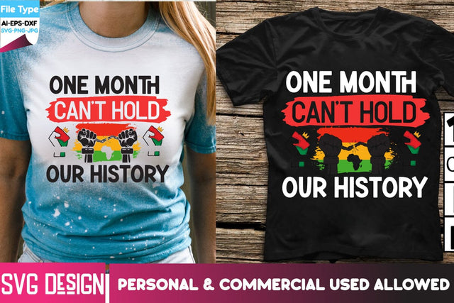 One month Can't Hold Our History SVG Cut File, One month Can't Hold Our History Sublimation PNG, Black History Month SVG,Black History Month Sublimation PNG, Black History Quotes,Black History SVG Cut Files SVG BlackCatsMedia 