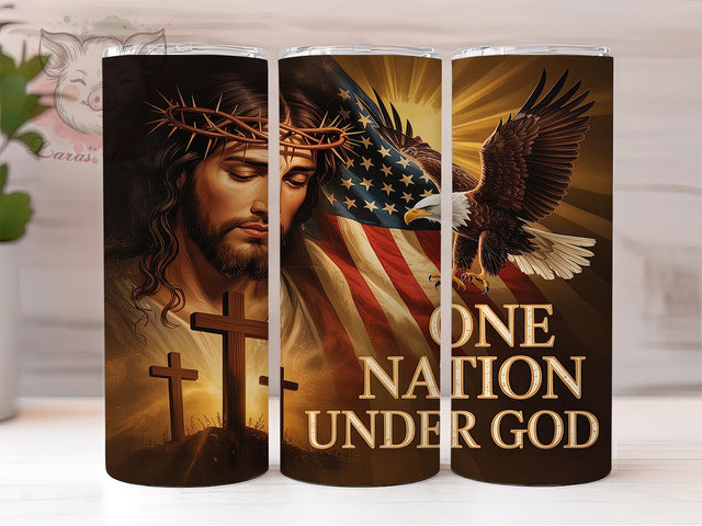 One Nation Eagle 20oz Tumbler Wrap, American Eagle Tumbler, US Flag Tumbler Wrap, Patriotic Tumbler Design, 4th of July Tumbler, 20oz Tumbler Wrap, Sublimation USA Tumbler Sublimation Lara' s Designs 