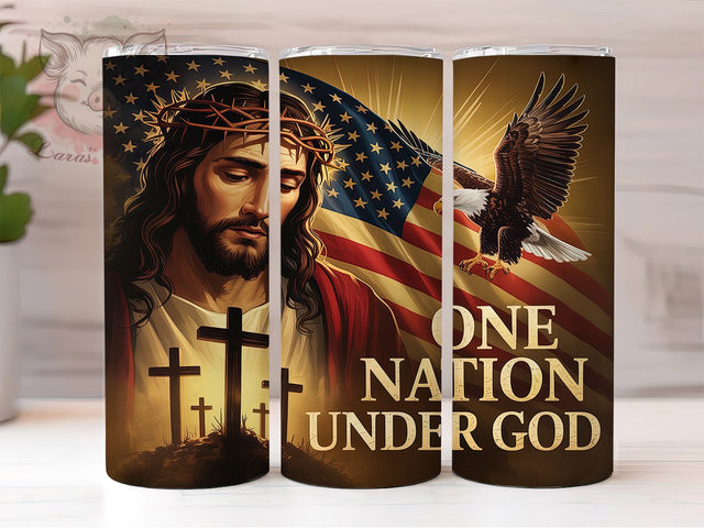 One Nation Eagle 20oz Tumbler Wrap, American Eagle Tumbler, US Flag Tumbler Wrap, Patriotic Tumbler Design, 4th of July Tumbler, 20oz Tumbler Wrap, Sublimation USA Tumbler Sublimation Lara' s Designs 