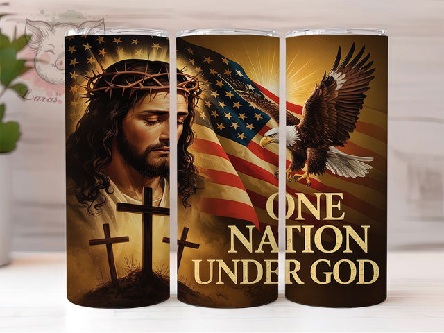 One Nation Eagle 20oz Tumbler Wrap, American Eagle Tumbler, US Flag Tumbler Wrap, Patriotic Tumbler Design, 4th of July Tumbler, 20oz Tumbler Wrap, Sublimation USA Tumbler Sublimation Lara' s Designs 