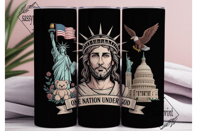 One Nation Under God Tumbler Wrap Sublimation sassyprint 