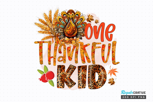 One thankful kid Sublimation Design Sublimation Regulrcrative 