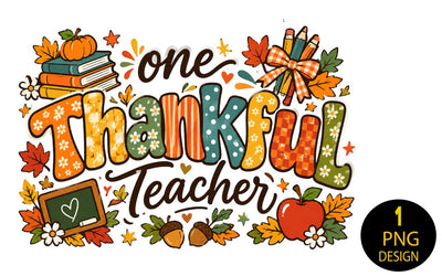 One Thankful Teacher PNG, Thanksgiving Teacher Sublimation Design, Retro Fall Teacher Shirt Design, Apple Books Pumpkin Clipart, Instant Download Sublimation Insomnia Std 