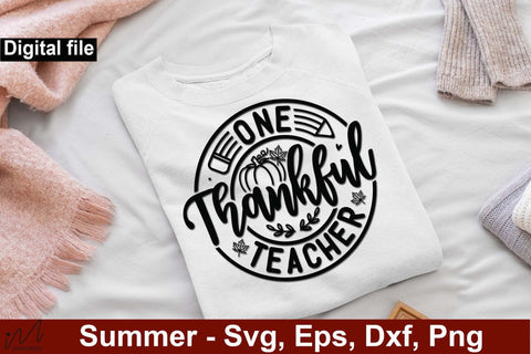 One thankful teacher svg, teacher t shirt svg, thanksgiving teacher t shirt svg, teacher gift shirt, fall teacher t shirt, pumpkin t shirt svg SVG Isabella Machell 