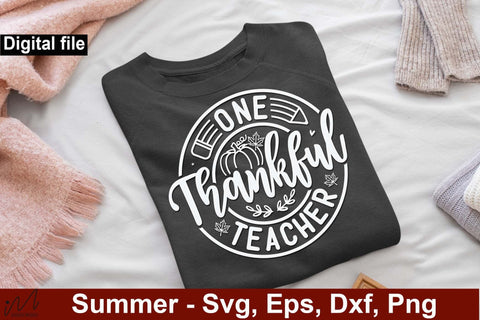 One thankful teacher svg, teacher t shirt svg, thanksgiving teacher t shirt svg, teacher gift shirt, fall teacher t shirt, pumpkin t shirt svg SVG Isabella Machell 