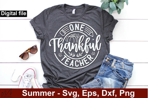 One thankful teacher svg, teacher t shirt svg, thanksgiving teacher t shirt svg, teacher gift shirt, fall teacher t shirt, pumpkin t shirt svg SVG Isabella Machell 