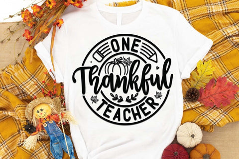 One thankful teacher svg, teacher t shirt svg, thanksgiving teacher t shirt svg, teacher gift shirt, fall teacher t shirt, pumpkin t shirt svg SVG Isabella Machell 