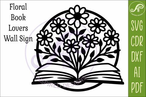 Open Book Floral Wall Art SVG Laser Cut File Reading Decor SVG APInspireddesigns 