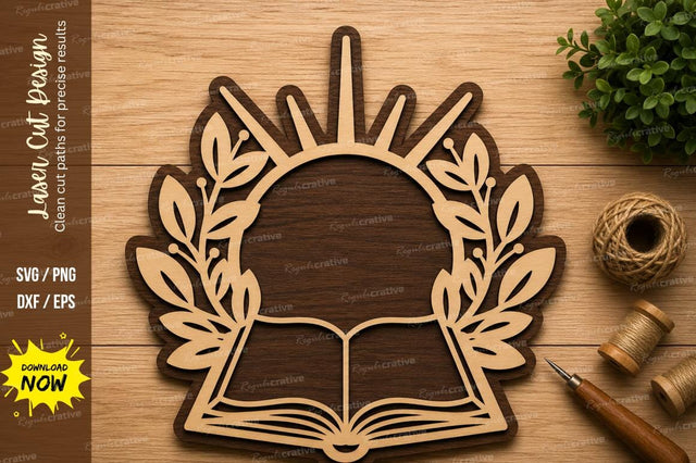 Open Book Knowledge Symbol Laser Cut SVG File SVG Regulrcrative 