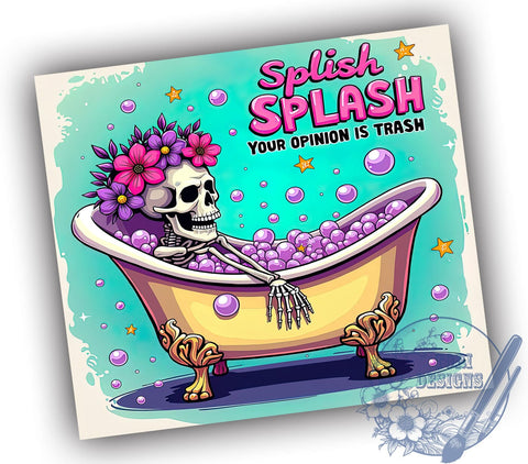 Opinion is Trash Tumbler, Skeleton Tumbler Wrap, 20oz Sublimation, Funny Drinkware, Edgy Gift Idea, Unique Skeleton Design, Humorous Tumbler Wrap Sublimation ToriDesigns 