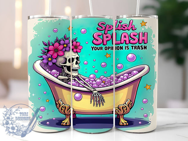 Opinion is Trash Tumbler, Skeleton Tumbler Wrap, 20oz Sublimation, Funny Drinkware, Edgy Gift Idea, Unique Skeleton Design, Humorous Tumbler Wrap Sublimation ToriDesigns 