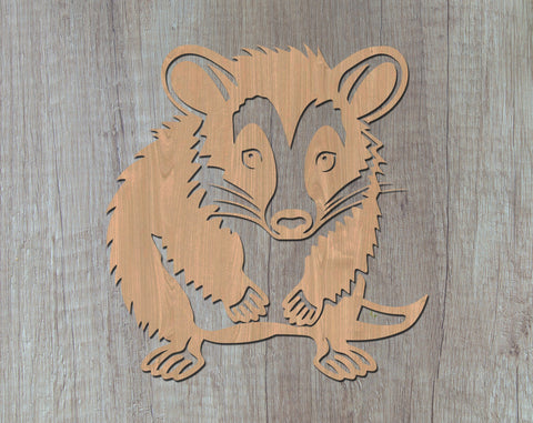 Opossum Laser SVG Cut File, Opossum Glowforge File, Opossum DXF, Opossum Wall Art SVG SVG HappyDesignStudio 