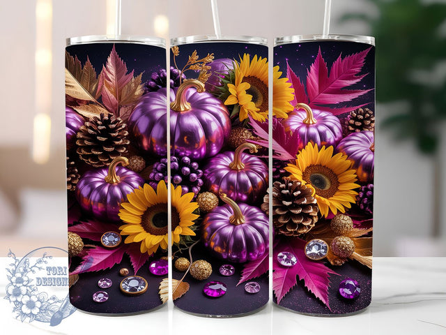 Opulent Autumn Sparkle 20oz Tumbler, Opulent Theme, Autumn Motif, Sparkle Effect, Elegant Style, Luxury Charm, Skinny Tumbler, Sublimation PNG Sublimation ToriDesigns 