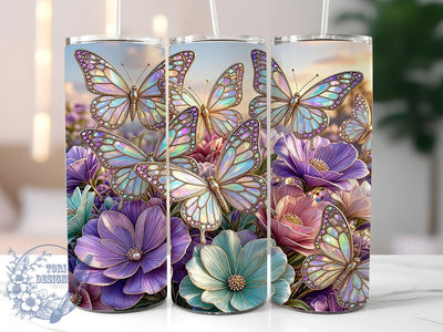 Opulent Butterfly Floral 20oz Tumbler, Butterfly Motif, Floral Design, Opulent Style, Elegant Charm, Whimsical Touch, 20oz Wrap, Sublimation Tumbler Sublimation ToriDesigns 