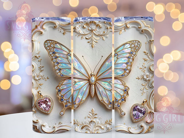 Opulent Butterfly Jewelry 20oz Tumbler, Butterfly Design, Opulent Style, Jewelry Inspired, Elegant Charm, Mystic Vibes, 20oz Wrap, Sublimation Tumbler Sublimation SvggirlplusArt 