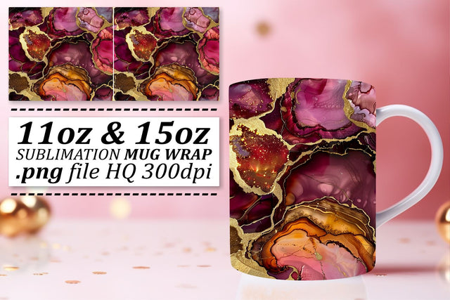 Opulent Marble Texture Mug Wrap, Sublimation, 11oz 15oz Sublimation afrosvg 