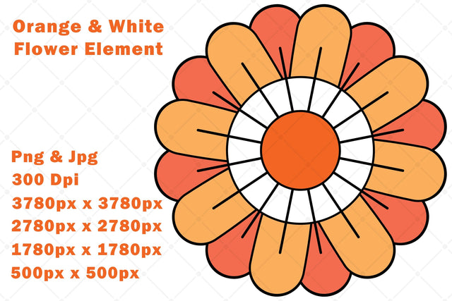Orange and White Flower - Floral Element Sublimation Karma Genie Graphics 