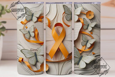 Orange Awareness Ribbon Butterfly PNG Sublimation sassyprint 