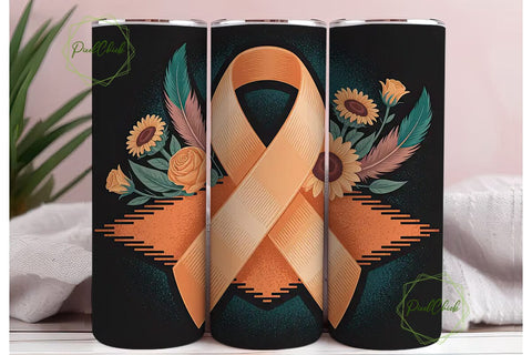 Orange Awareness Ribbon Tumbler Wrap Sublimation PixelChick 
