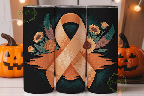 Orange Awareness Ribbon Tumbler Wrap Sublimation PixelChick 