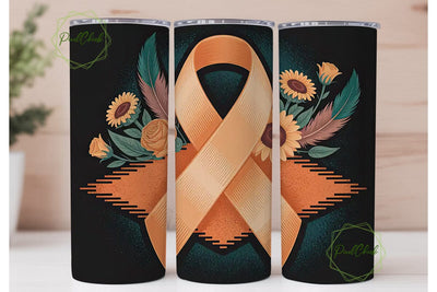 Orange Awareness Ribbon Tumbler Wrap Sublimation PixelChick 