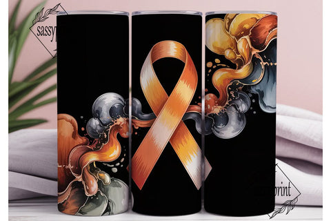 Orange Awareness Ribbon Tumbler Wrap Sublimation sassyprint 