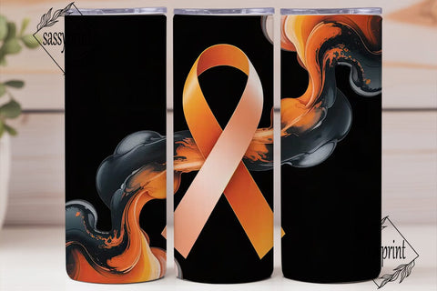 Orange Awareness Ribbon Tumbler Wrap Sublimation sassyprint 