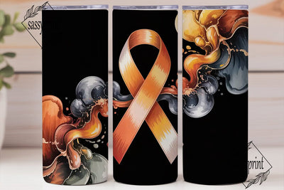 Orange Awareness Ribbon Tumbler Wrap Sublimation sassyprint 