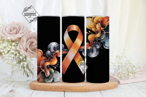 Orange Awareness Ribbon Tumbler Wrap Sublimation sassyprint 