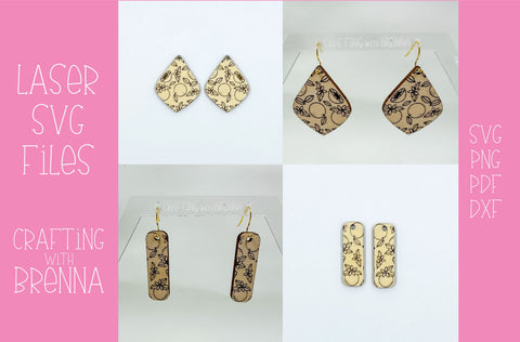 Orange Blossom Engraved Bundle of 2 Earring Laser SVG File SVG Crafting With Brenna 