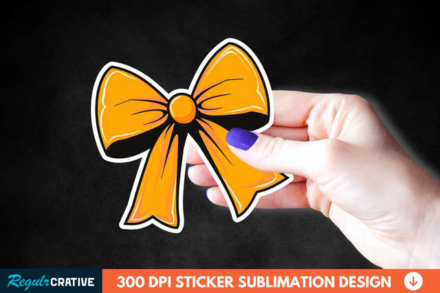 Orange Bow Sticker Clipart Sublimation Regulrcrative 