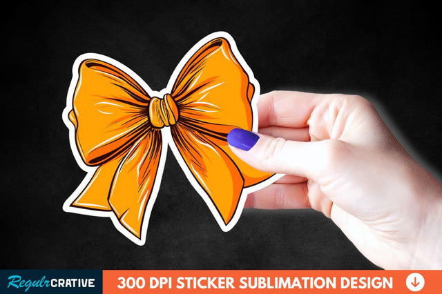 Orange Bow Sticker Clipart Sublimation Regulrcrative 