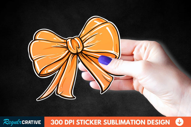 Orange Bow Sticker Clipart Sublimation Regulrcrative 