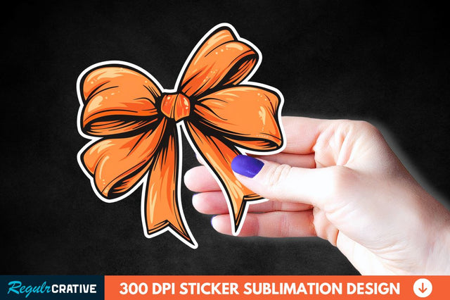 Orange Bow Sticker Clipart Sublimation Regulrcrative 