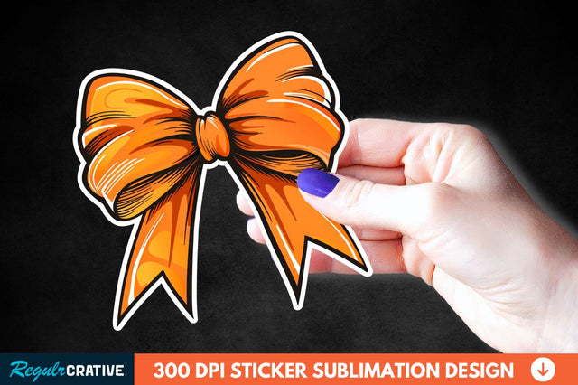 Orange Bow Sticker Clipart Sublimation Regulrcrative 