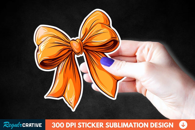 Orange Bow Sticker Clipart Sublimation Regulrcrative 