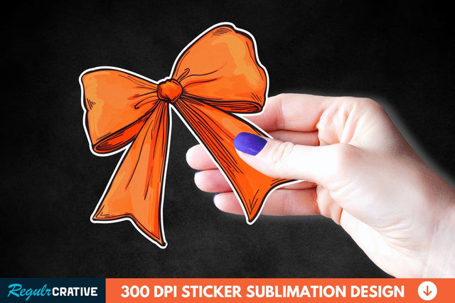 Orange Bow Sticker Clipart Sublimation Regulrcrative 